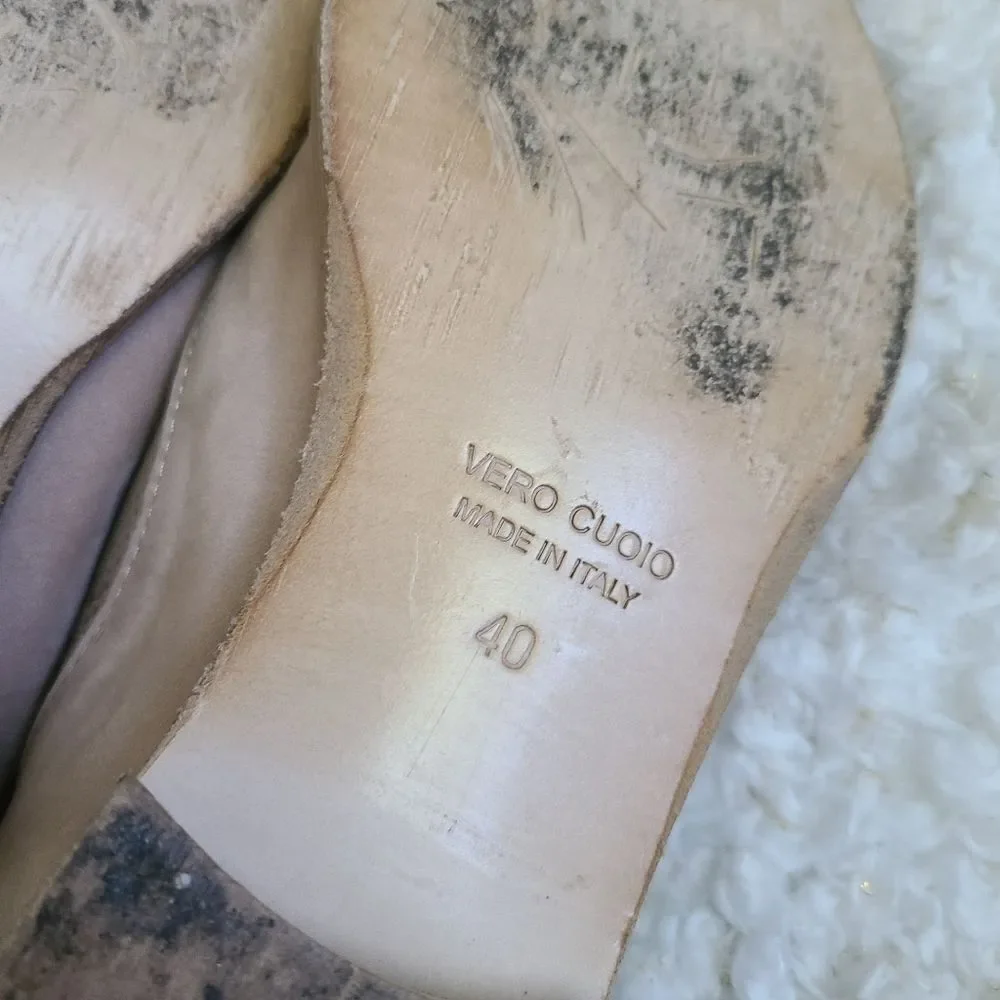 Joy Wendel beige suede Leather ankle boots back‎ zip sz 40